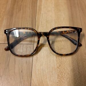 Tortoise shell brown square plastic glasses non-prescription